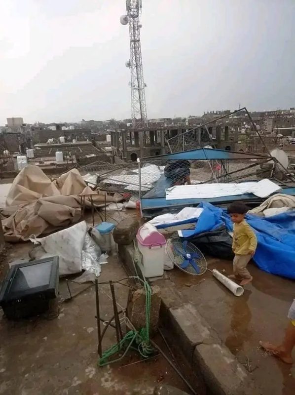 آثار العواصف في مديرية الوادي بمحافظة مأرب