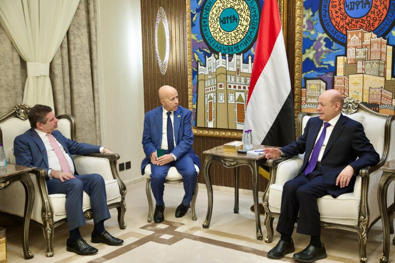 العليمي يبحث مع السفير الأمريكي دعم اقتصادي لمعالجة انهيار الريال اليمني