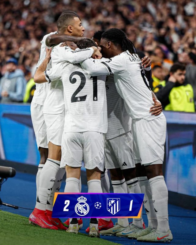 ريال مدريد يتجاوز أتلتيكو مدريد بثنائية في ذهاب دور 16 لدوري الأبطال