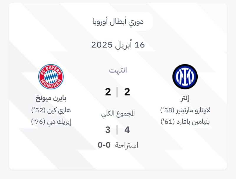 ارسنال وانتر يكملان أضلاع المربع الذهبي لدوري أبطال أوروبا